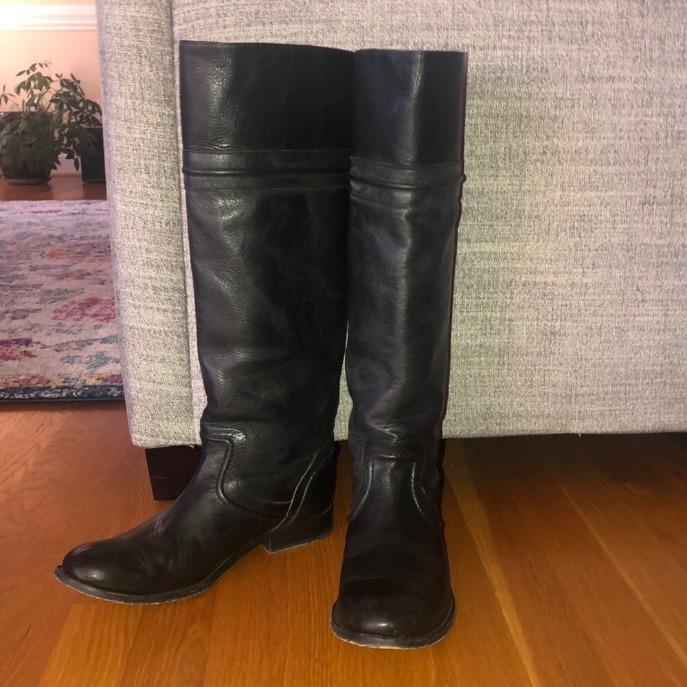 Frye Melissa Black Trapunto Tall Knee Boot 8 76442
